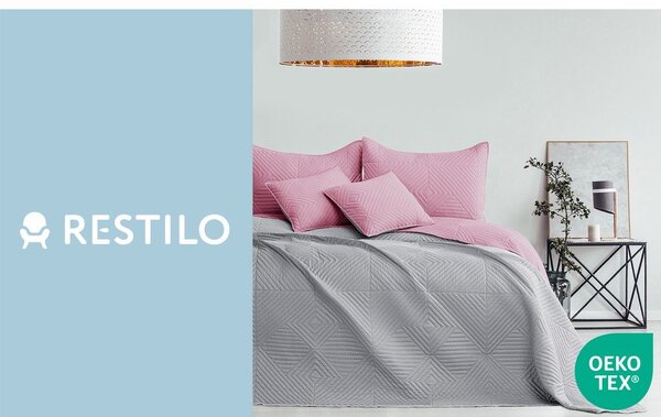 Розово/светлосиво капитонирано покривало за легло от микрофибър 220x240 cm Softa – Restilo