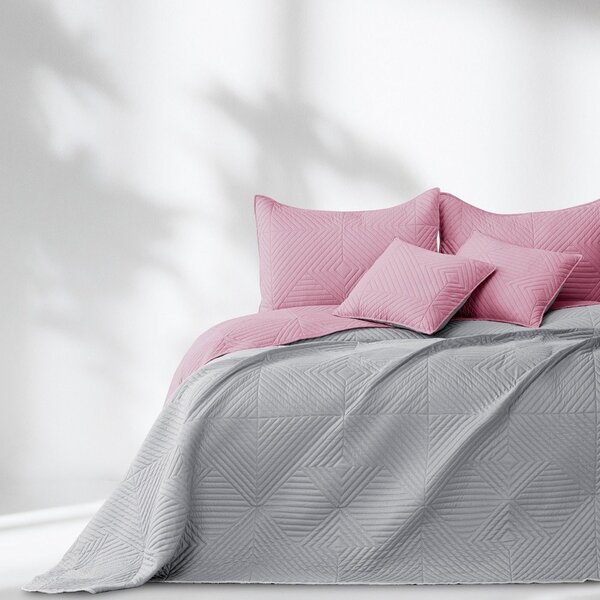 Розово/светлосиво капитонирано покривало за легло от микрофибър 220x240 cm Softa – Restilo