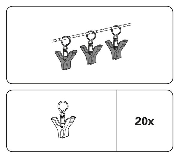 Метални куки за пердета в комплект от 20 броя - Gardinia