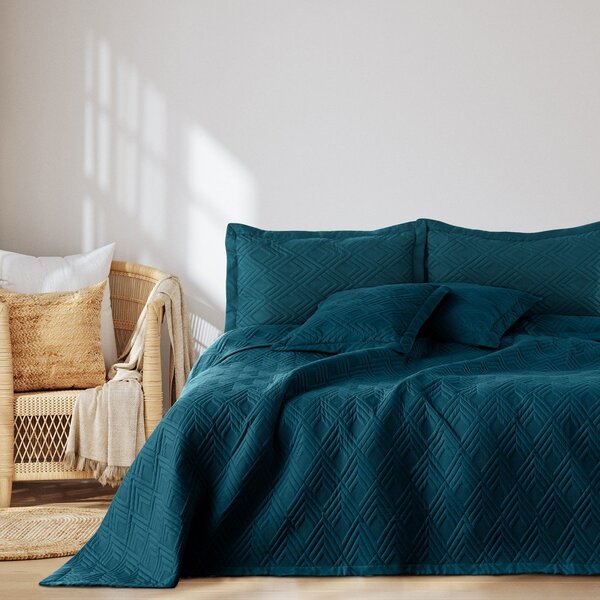 Капитонирано покривало за легло от микрофибър в петролен цвят 170x210 cm Ophelia – Restilo