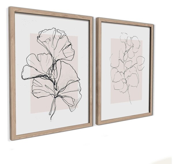 Печатни картини в комплект 2 бр. с включена рамка 30x40 cm Floral Set – Styler