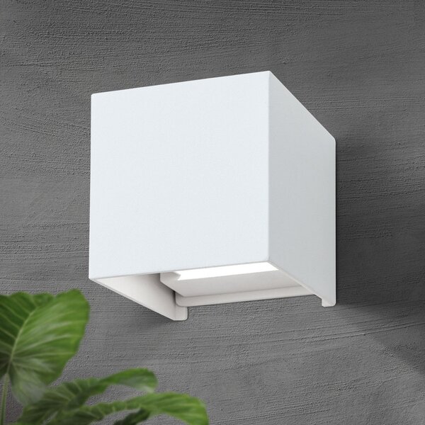 ORION LED външна стенна лампа Cube, бяла, метал, 10 cm, нагоре/надолу, Бял, Метал, Модерен, Стенна розетка отгоре/отдолу