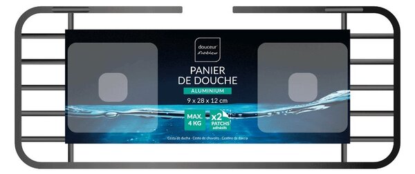 Матово черно алуминиев рафт за баня без пробиване Filaire Aluminium – douceur d'intérieur