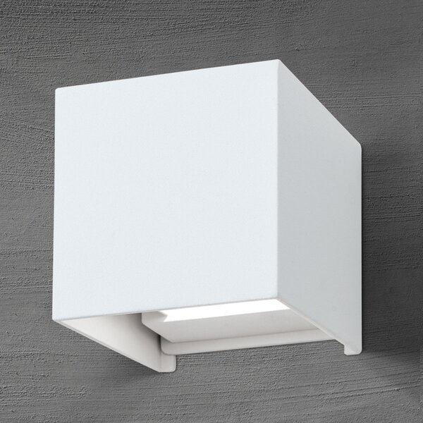 ORION LED външна стенна лампа Cube, бяла, метал, 10 cm, нагоре/надолу, Бял, Метал, Модерен, Стенна розетка отгоре/отдолу