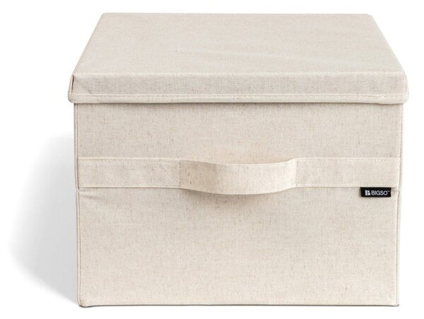 Бежова текстилна кутия за съхранение с капак 36x46x25 cm Soft Storage Large – Bigso
