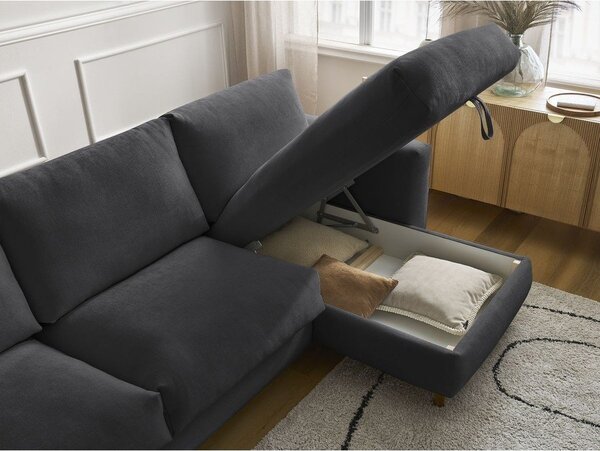Черен ъглов диван Nouveau Cocoone – Bobochic Paris