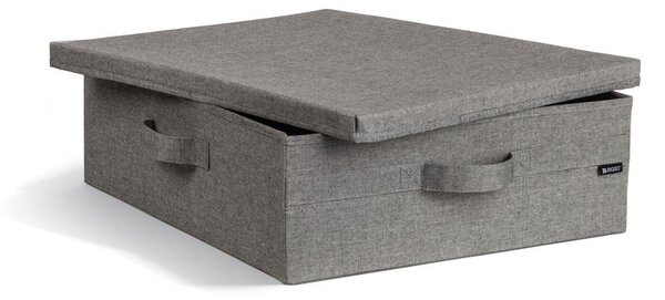 Сива текстилна кутия за съхранение с капак 46x56x16 cm Soft Storage Low – Bigso