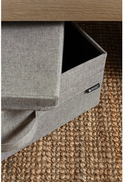 Сива текстилна кутия за съхранение с капак 46x56x16 cm Soft Storage Low – Bigso