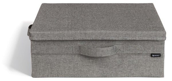 Сива текстилна кутия за съхранение с капак 46x56x16 cm Soft Storage Low – Bigso