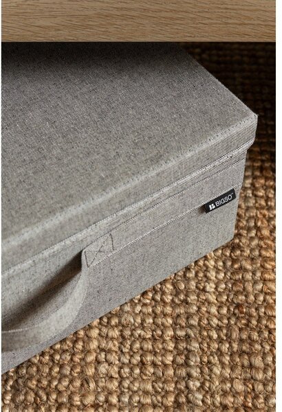 Сива текстилна кутия за съхранение с капак 46x56x16 cm Soft Storage Low – Bigso