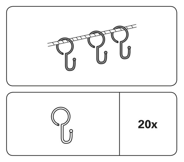 Метални куки за пердета в комплект от 20 броя - Gardinia