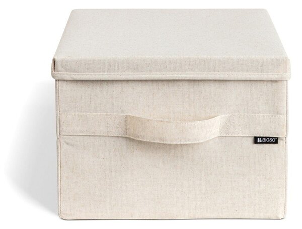 Бежова текстилна кутия за съхранение с капак 31x41x22 cm Soft Storage Medium – Bigso