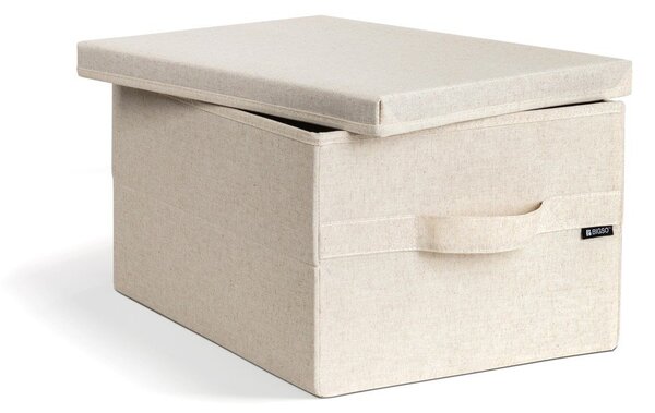 Бежова текстилна кутия за съхранение с капак 31x41x22 cm Soft Storage Medium – Bigso