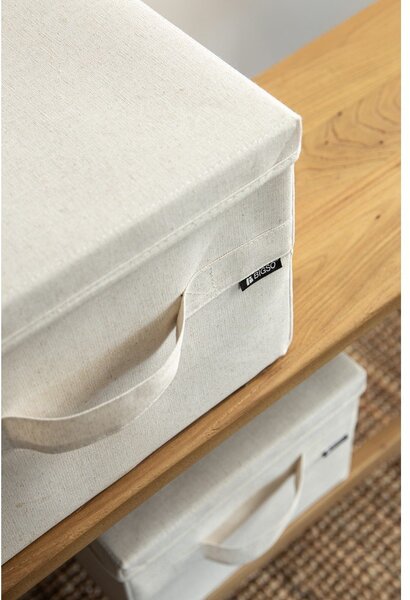 Бежова текстилна кутия за съхранение с капак 31x41x22 cm Soft Storage Medium – Bigso