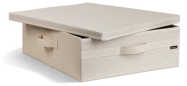 Бежова текстилна кутия за съхранение с капак 46x56x16 cm Soft Storage Low – Bigso