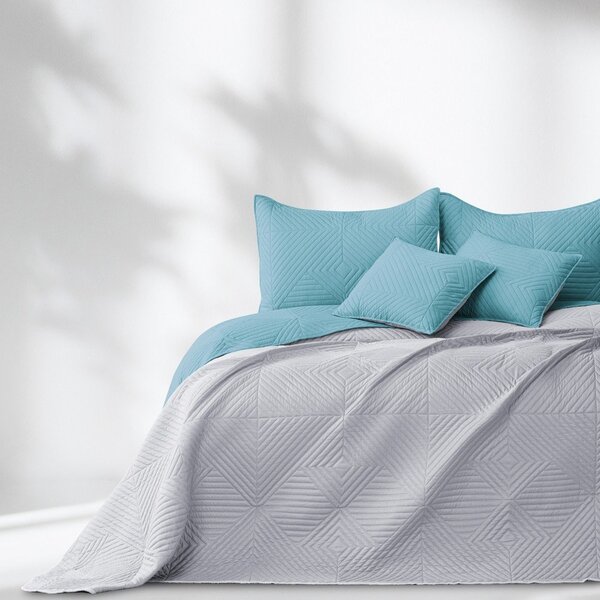 Синьо /светлосиво капитонирано покривало за легло от микрофибър 220x240 cm Softa – Restilo