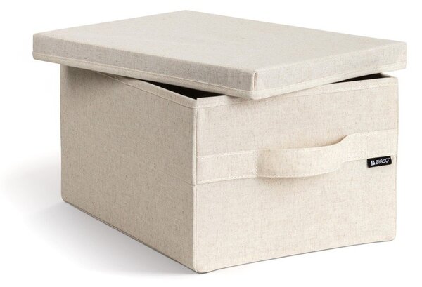 Бежова текстилна кутия за съхранение с капак 27x36x19 cm Soft Storage Small – Bigso
