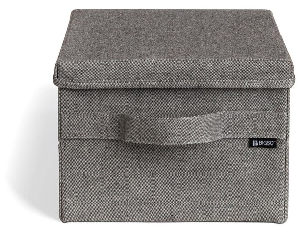 Сива текстилна кутия за съхранение с капак 27x36x19 cm Soft Storage Small – Bigso