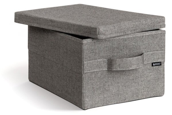 Сива текстилна кутия за съхранение с капак 27x36x19 cm Soft Storage Small – Bigso