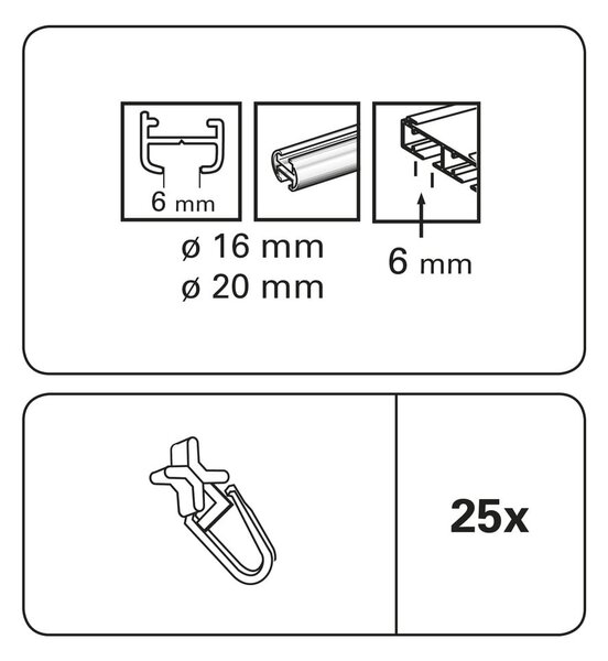 Плъзгачи за релси за завеси в комплект от 25 - SP TREND