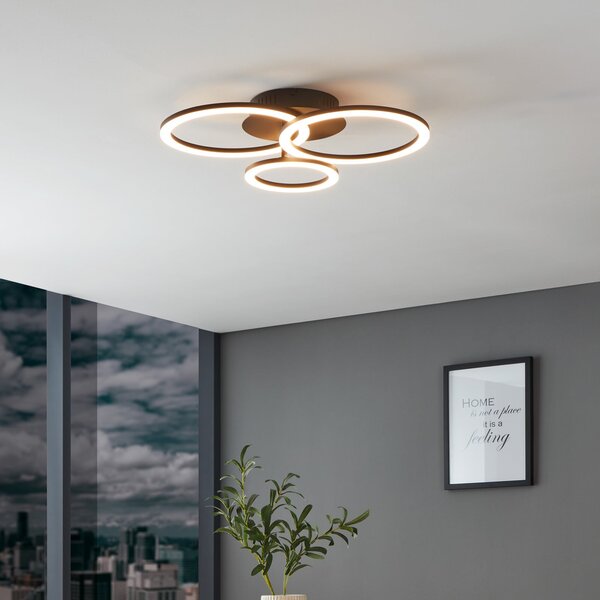 EGLO connect Parrapos-Z LED лампа за таван, 3 светлини, Затъмняване, Черен, Дневна/трапезария, Метал, Модерен