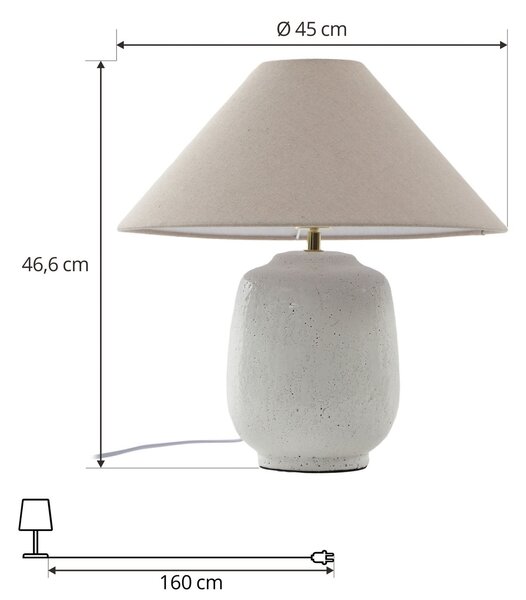 Lucande Настолна лампа Thalorin, височина 47 cm, бяла, керамика, Бял, Дневна/трапезария, Керамика, Скандинавски