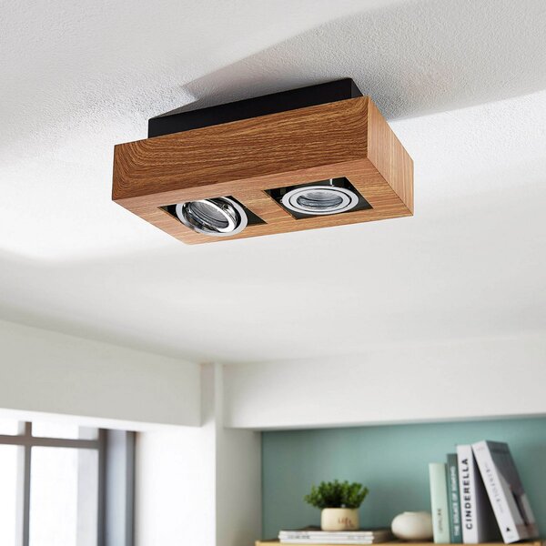 Arcchio прожектор Vince, 25 см, цвят на дърво, метал, GU10, Затъмняване, Дърво, Коридор, Алуминий, Модерен