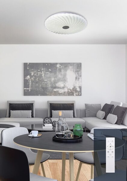 Бяло LED осветително тяло за таван с дистанционно управление 38,5x38,5 cm Calipso – Candellux Lighting