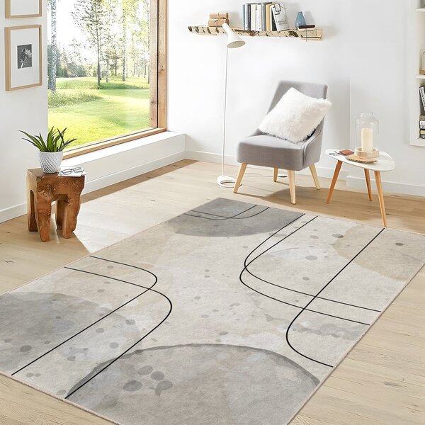 Сиво-кремав килим подходящ за пране 120x180 cm Simple Lines – Mila Home