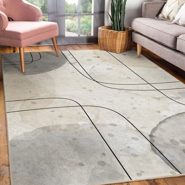 Сиво-кремав килим подходящ за пране 120x180 cm Simple Lines – Mila Home
