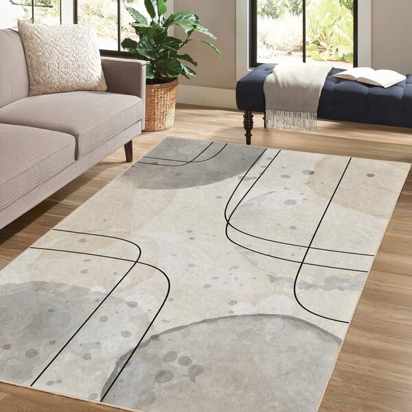 Сиво-кремав килим подходящ за пране 120x180 cm Simple Lines – Mila Home