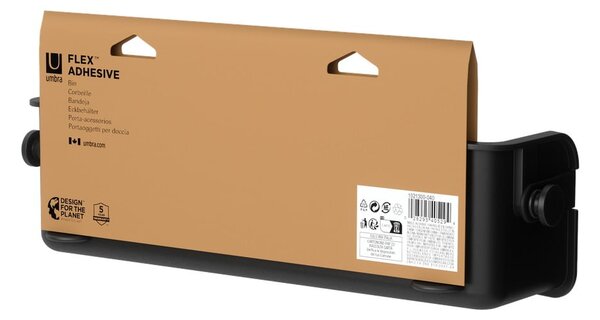 Черен пластмасов рафт за баня без пробиване Flex Adhesive – Umbra