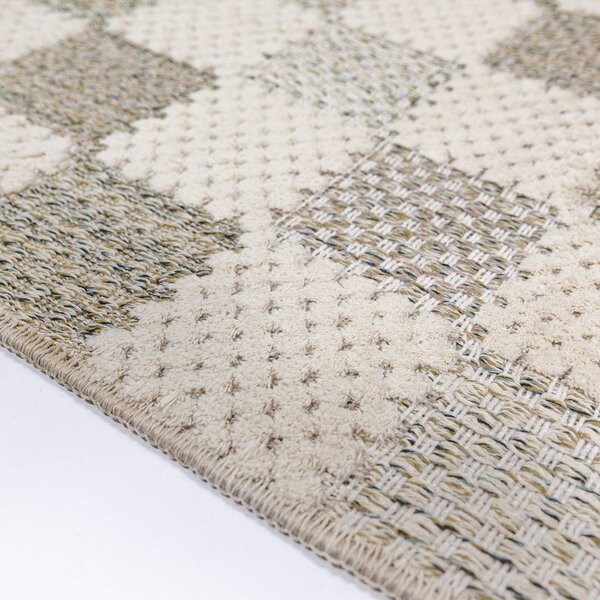 Зелен килим със смес от памук подходящ за пране 155x230 cm Muted Checkerboard – Flair Rugs
