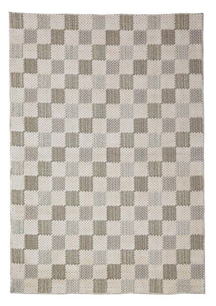 Зелен килим със смес от памук подходящ за пране 155x230 cm Muted Checkerboard – Flair Rugs