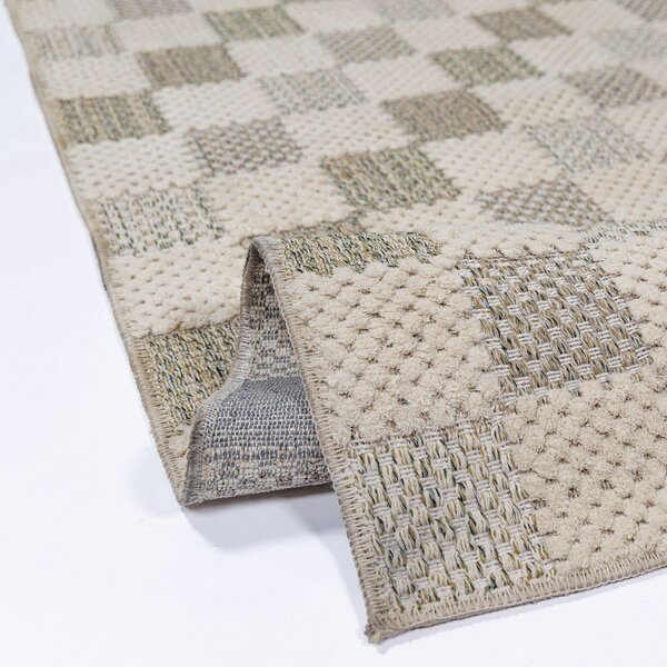 Зелен килим със смес от памук подходящ за пране 155x230 cm Muted Checkerboard – Flair Rugs