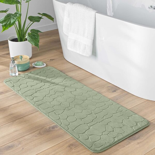 Зелен килим за баня 50x120 cm Ricochet – douceur d'intérieur