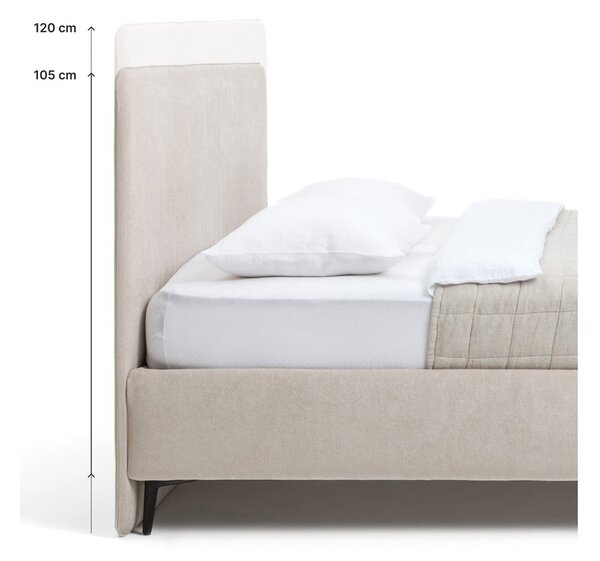 Сиво тапицирано двойно легло с включена подматрачна рамка 160x200 cm Noira Slim – Bonami Selection