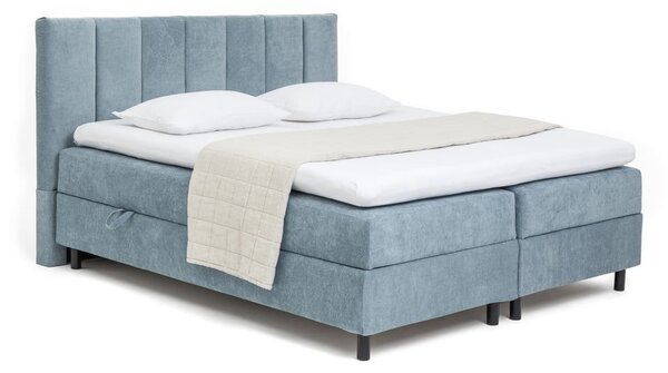 Синьо боксспринг легло с място за съхранение 180x200 cm Elva Bold Line – Bonami Selection