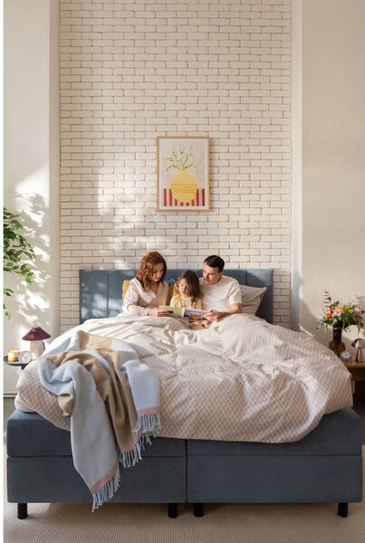Синьо боксспринг легло с място за съхранение 180x200 cm Elva Bold Line – Bonami Selection