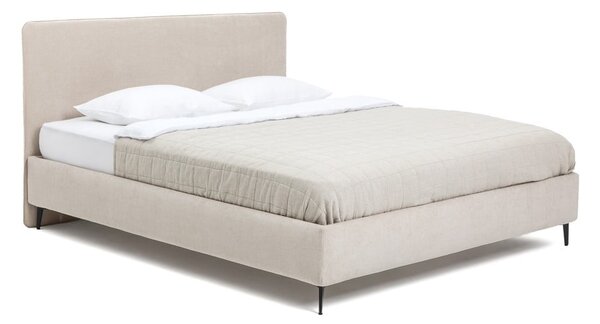 Бежово тапицирано двойно легло с включена подматрачна рамка 160x200 cm Noira Slim – Bonami Selection