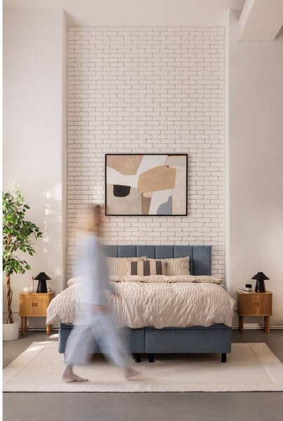 Синьо боксспринг легло с място за съхранение 180x200 cm Elva Bold Line – Bonami Selection