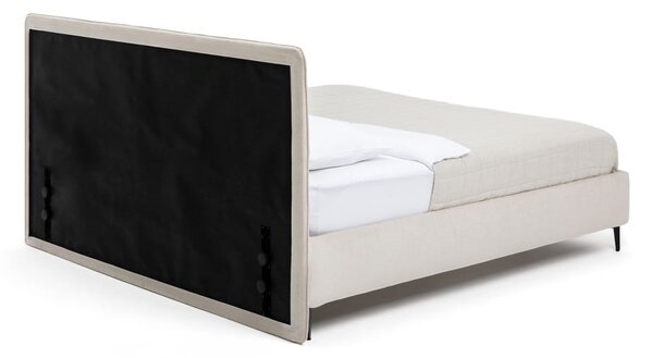 Бежово тапицирано двойно легло с включена подматрачна рамка 160x200 cm Noira Slim – Bonami Selection