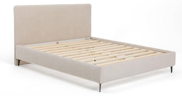 Бежово тапицирано двойно легло с включена подматрачна рамка 160x200 cm Noira Slim – Bonami Selection