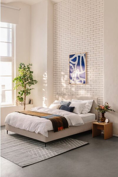 Бежово тапицирано двойно легло с включена подматрачна рамка 160x200 cm Noira Slim – Bonami Selection