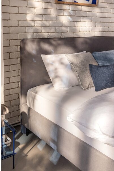 Сиво тапицирано двойно легло с включена подматрачна рамка 160x200 cm Noira Slim – Bonami Selection