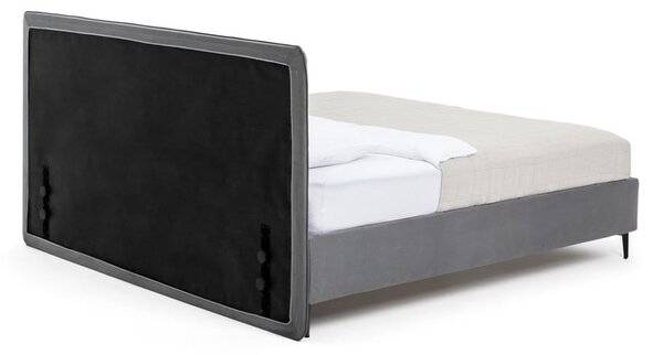 Сиво тапицирано двойно легло с включена подматрачна рамка 160x200 cm Noira Slim – Bonami Selection