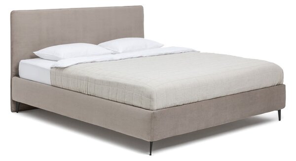 Двойно тапицирано кафяво-сиво легло с включена подматрачна рамка 160x200 cm Noira Slim – Bonami Selection