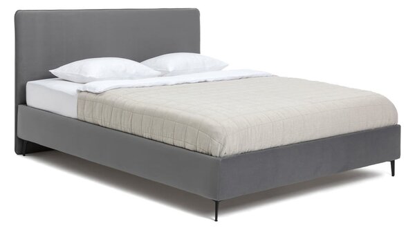 Сиво тапицирано двойно легло с включена подматрачна рамка 160x200 cm Noira Slim – Bonami Selection