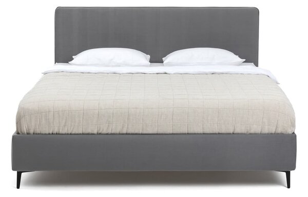 Сиво тапицирано двойно легло с включена подматрачна рамка 160x200 cm Noira Slim – Bonami Selection
