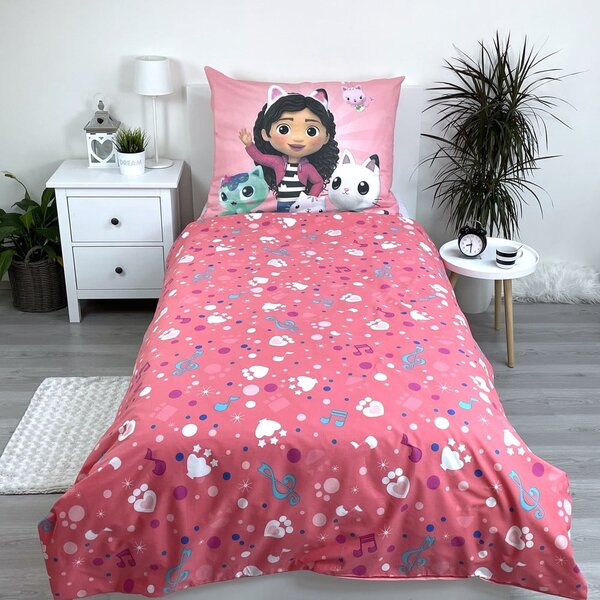 Памучно детско спално бельо за единично легло 140x200 cm Gabby's Dollhouse - Jerry Fabrics